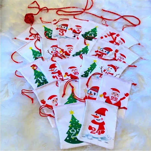 Advent Calendar linen bags with garland rope USED ONCE - Picture 3 of 9